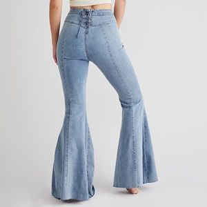 Free People CRVY Super High-Rise Lace-Up Flare Jeans